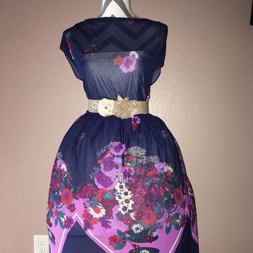 Vintage Floral Print Dress